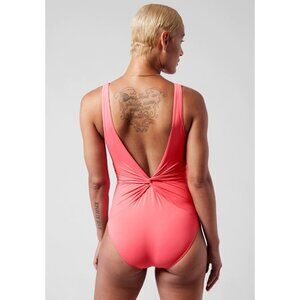 ATHLETA womens pink Hampton One Piece v neck open back Swimsuit size small